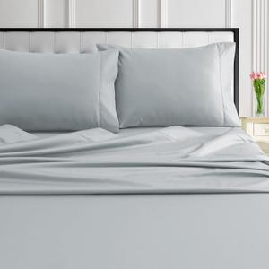 Tribeca Living 1000 Thread Count Egyptian Cotton Sheets Queen Size, Luxurious and Ultra Soft Sateen Weave, 22" Extra Deep Pocket 4-Piece Bed Sheet Set, Mist Grey