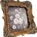 4x4 Small Vintage Picture Frame, Antique Bronze Gold Ornate Square Photo Frame, Wall Hanging or Tabletop Display, Decorative Floral Design Retro Home Decor, Photo Gallery Art