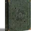 Ovesmusl PU Leather 3 Ring Binder 1 Inch Round Ring Binder Holds 200 Sheets 8.5"x11" Letter Size Paper, Wedding Family History Notebook Cover Loose Leaf Organizer, Green