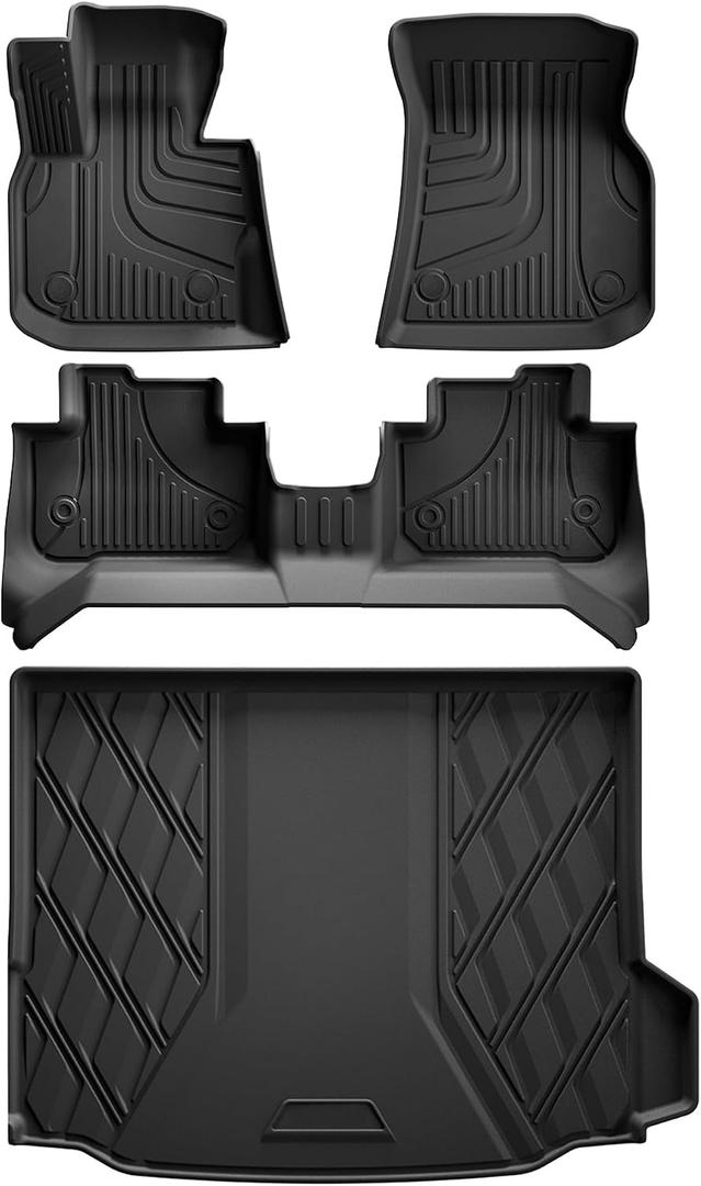 Original Floor Mats and Cargo Liner Compatible with 2018-2024 BMW X3 - Custom Fit All Weather TPE Rubber Floor Liners for BMW X3 30i M40i X3M (Only for car Without Spare tire) (Not Fit X3 xDrive30e)