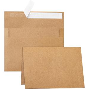 Silunkia 100 Packs Brown Blank Greeting Cards with Envelopes 5 x 7 | 300GSM Folded Cardstock and A7 Envelopes Self Seal for DIY Invitations, Wedding, Thank You Cards, Festival Blessings, 5 x 7 - 100 PCS
