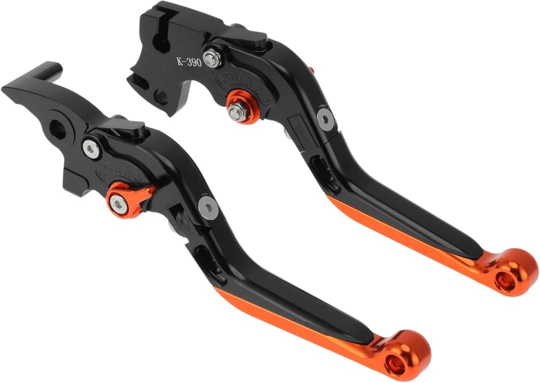 Motorcycle Short Brake Clutch Levers for KTM RC125 RC200 RC390 Motorbike Handlebar Brake Lever for KTM for DUKE 125 for DUKE 200 for DUKE 390 Adjustable Aluminum Alloy Black Orange