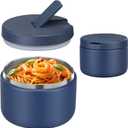 Pawtong 12oz Insulated Vacuum Food Jar with Buckle Lid Wide Mouth Soup Thermo for Hot Food Kids Leakproof Stainless Steel Lunch Container- Blue 1 Pack