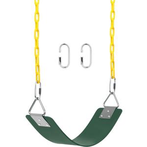 AGPTEK Swing Set, Seat with 66 Inch Anti-Rust Chains Thermoplastic Coated, Support 250lb, Cushion Accessories Replacement with Snap Hooks for Outdoors, Playground, Jungle & Gym - Green