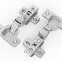 Chibery 2 Pack Inset Cabinet Hinges, Regular Standard Closing, Slide-on, Self-Closing, Frameless Concealed Euro 105 Degree Compact Hinges for Kitchen, Bathroom, Nickel Plated