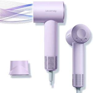 Dual Voltage Hair Dryer for Worldwide Travel, High-Speed Travel Hair Dryer for 5X Faster Drying, 200M Negative Ions, 0.69lb Portable Blow Dryer for Salon Results at Home & Abroad S4AT (Purple Dryer)