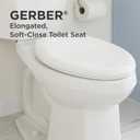 Gerber Universal Elongated Toilet Seat with Cover, Soft Close, Top Mount, Easy Install, Heavy-Duty Plastic, Adjustable Fit for Standard Elongated Toilets, Fade-Resistant, White G0099849