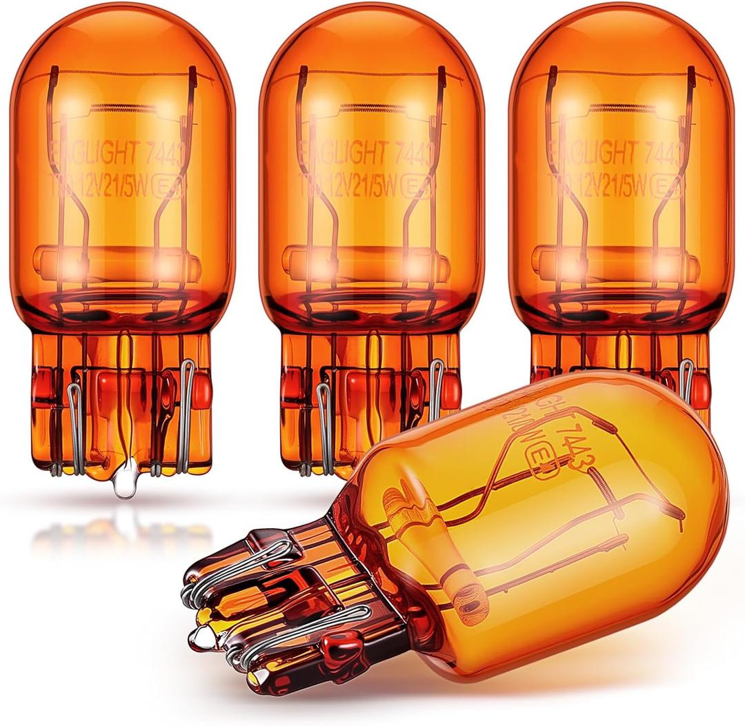 4 Pack 7444NA LED Bulbs 7444NA Long Life Miniature Bulbs Amber T20 12v 21/5w Automotive Lighting Reverse Lights Strobe Brake Backup Tail Turn Signal Replacement Interior Lighting Side Lights