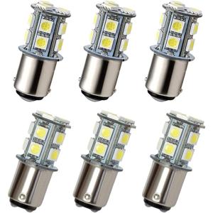 GRV Ba15d 1142 1076 13-5050SMD Cool White LED Bulb AC/DC12V-24V RV Light Bulbs Interior,Replacement for 12Volt Turn Single Light Bulb,Travel Trailer,Boat Lights,Camper Light Bulbs (Pack of 6) (Pack of 6, Cool White)