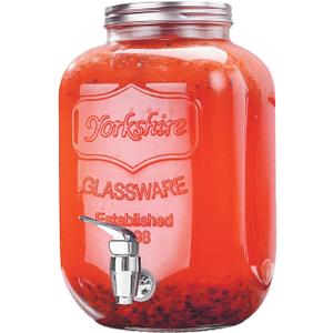 Glass Drink Dispenser 3.8L,Water Dispenser with Tap, Drink Dispenser for Party & Outdoor Use, Jug for Water, Juice,(BBQ, Picnic, Garden Party Essentials)