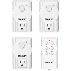 STANLEY 3 Pack Wireless Remote Control Outlet System Indoor Power Plug for Household Appliances 100ft Range (3 Grounded Outlets + 1 Remote) 125V/15A ETL Listed Outlet Switch
