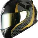 HAX Amatista Modular Flip-Up Dual Visor Motorcycle Helmet - DOT/ECE Approved, Lightweight, Comfortable, and Stylish Helmet for Men and Women (Wind Gold S) (Black, S)