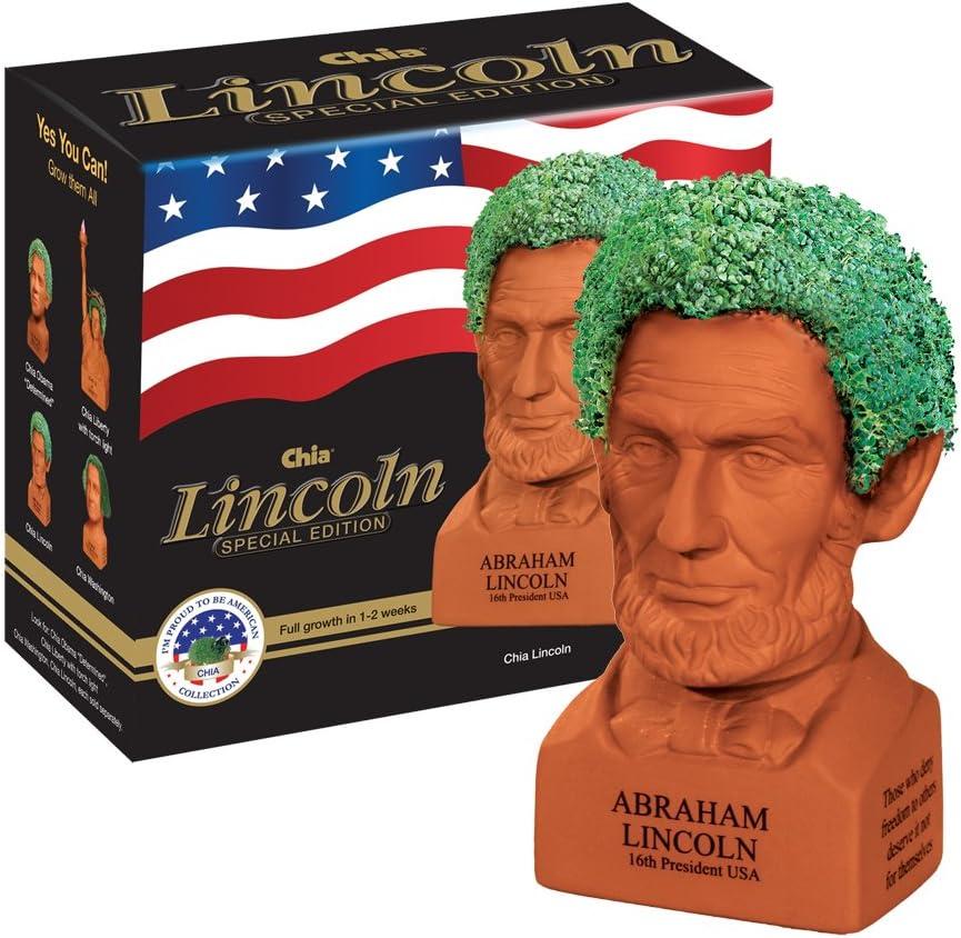 Chia Pet Abraham Lincoln with Seed Pack, Decorative Pottery Planter, Easy to Do and Fun to Grow, Novelty Gift, Perfect for Any Occasion