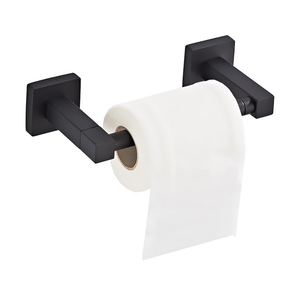 Matte Black Toilet Paper Holder Wall Mount, Bathroom Toilet Paper Holder for SUS 304 Stainless Steel, Double Post Pivoting Square Toilet Paper Roll Holder for Bathroom RV Paper Towels for TP