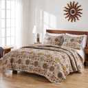 Greenland Home Andorra 100% Cotton Reversible Suzani Quilt Set, Full/Queen (3 Piece)