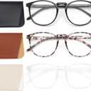 IBOANN 3 Pack Blue Light Blocking Glasses Women/Men, Round Fashion Retro Frame, Vintage Fake Eyeglasses with Clear Lens