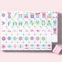 American Mahjong Game Set, 160 Pink Layered Mah Jong Tiles with Tile Bag, Gift-Ready Storage Box, 4 Dice with Pouch, Mahjong Travel Tiles Set, Western Mah Jongg, Majong, Majiang