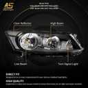 AS Headlight Assembly for 2008 2009 2010 2011 2012 Honda Accord 4dr Sedan Headlamps with Black Housing Amber Reflector Clear Lens Driver and Passenger Side