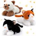 3 Pcs 9 Inch Cat Stuffed Animal Plush Gift Cute Kitten Plush Toys Small Cat Stuffed Animal Sleeping Gifts for Boys Girls Pet Party Favors(Cute Style)