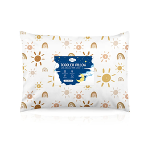 Toddler Pillow,13X18 Toddler Pillows for Sleeping, Machine Washable Kids Pillow with Pillowcase, Perfect for Travel, Toddlers Cot (Sunshine Rainbow)