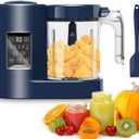 Cuddlebaby Baby Food Maker, Baby Food Processor with Silicone Spatula, Baby Food Blender, Auto Cooking & Grinding, Steam Cook and Blender, Touch Screen Control, BPA Free, Blue