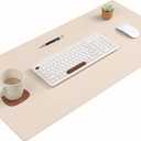 Dual-Sided Leather Desk Pad,Blotter for Laptop Computer,Mouse Pad,Writing,Drawing,Arts and Craft Mat (17"x35", Beige/Brown)