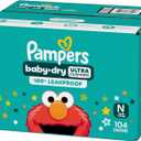 Pampers Diapers - Baby Dry - Size 0, 104 Count, Absorbent Disposable Newbort Diaper (Packaging May Vary) (Newborn)