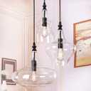 TOCHIC Glass Pendant Chandelier for Dining Room, Hanging Modern Cluster Globe Pendant Lighting Bedroom, 3 Lights Barn Ceiling Kitchen Island Light for Foyer, Hallway