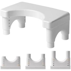 Toilet Stool for Adults and Kids,Squatting Potty Poop Stool with Anti Slip Layer,Poop Stool for Bathroom,5.9" to 8.5" Adjustable Height (White)