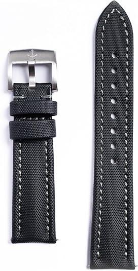 Anchor Strap Co | Classic Sailcloth Watch Strap | Marine-Grade Outer + Caoutchouc Rubber Lining | Water-Resistant | Brushed 316L Stainless Steel Buckle | Fits 6.25–8.25in Wrists, 20mm