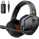 NUBWO Wireless Gaming Headset with Mic for Ps5 Ps4 PC, Zero Interference, 100Hour Battery AllDay Play, 23ms Sync​ for Fortnite & Call of Duty/FPS Gamers, Triple Mode All Devices Compatible  Orange