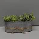 Winlyn Artificial Eucalyptus Arrangement in Rustic Oval Galvanized Metal Planter Box Faux Eucalyptus Bush Greenery Potted Plants for Farmhouse Indoor Home Office Table Centerpiece Kitchen Dcor