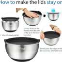 Wildone Mixing Bowls with Airtight Lids, Stainless Steel Nesting Mixing Bowls Set of 5, with Non-slip Silicone Bottoms, Size 8, 5, 3, 2, 1.5 QT, Stackable Design, Great for Mixing and Prepping