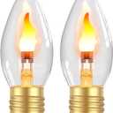 Hompavo LED Flame Light Bulbs, 3W Flickering Fire Bulb, E26 Glass Shell for Halloween Christmas Party Patio Porch Home Indoor & Outdoor Decorations - 2