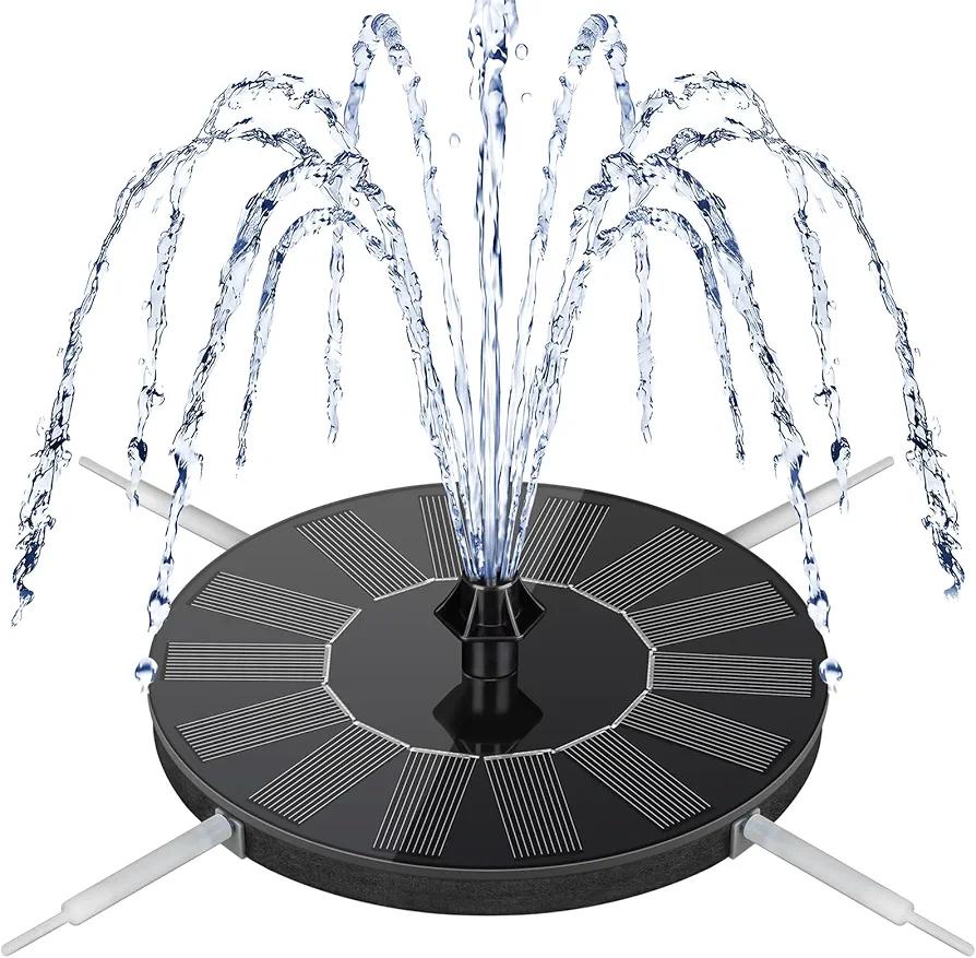 Mademax Solar Bird Bath Fountains, Upgrade 1.4W Solar Fountain Pump with 8 Nozzles & 4 Brackets, Free Standing Floating Solar Powered Water Fountain Pump for Bird Bath, Garden, Pond, Pool, Outdoor