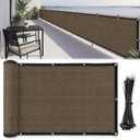 CroBlissful 1 Pcs 3' x 30' Brown Balcony Privacy Screen Fence Cover, Heavy Duty 170 GSM Privacy Screen with Grommets & Zip Ties, Breathable Mesh Fence for Patio Deck Backyard Porch, Railing Shield 90%