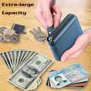 Admetus Mens RFID Blocking Wallets Zipper Leather Wallet for Men Bifold RFID Card Holder (Blue)