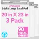 Nortix Sticky Easel Pads, Flip Chart Paper, 20 x 23 inch, 30 Sheets/Pad, 3 Pads, Chart Paper for Teachers,Super Adhesive & Bleed-Resistant, Large Self-Stick Easel Paper for Classroom/Office/Home