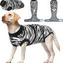 Kuoser Dog Surgery Recovery Suit, Recovery Suit for Female Male Dogs, Dog Onesie After Surgery Spay Neuter, Anti-Licking Pet Surgical Recovery Snugly Suit, Bodysuit for Abdominal Wounds Skin Disease (XL (Back:20.1-24.8'', Weight:42-75 LB), B-Zebra Stripes)