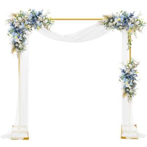 Square Balloon Arch Stand, 8.2x8.2FT Gold Wedding Arch Garden Arbor Garden Arches Metal Arch Backdrop Stand for Ceremony Party Birthday Bridal Baby Shower Anniversary Decoration Wedding Decor