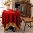 F-CHU Small Square Tablecloth 36 x 36 Inch Velvet Table Cloth Solid Red Small Round Table Cover for Nightstand End Bedside Table Tabletop DecorationRed Tablecloth