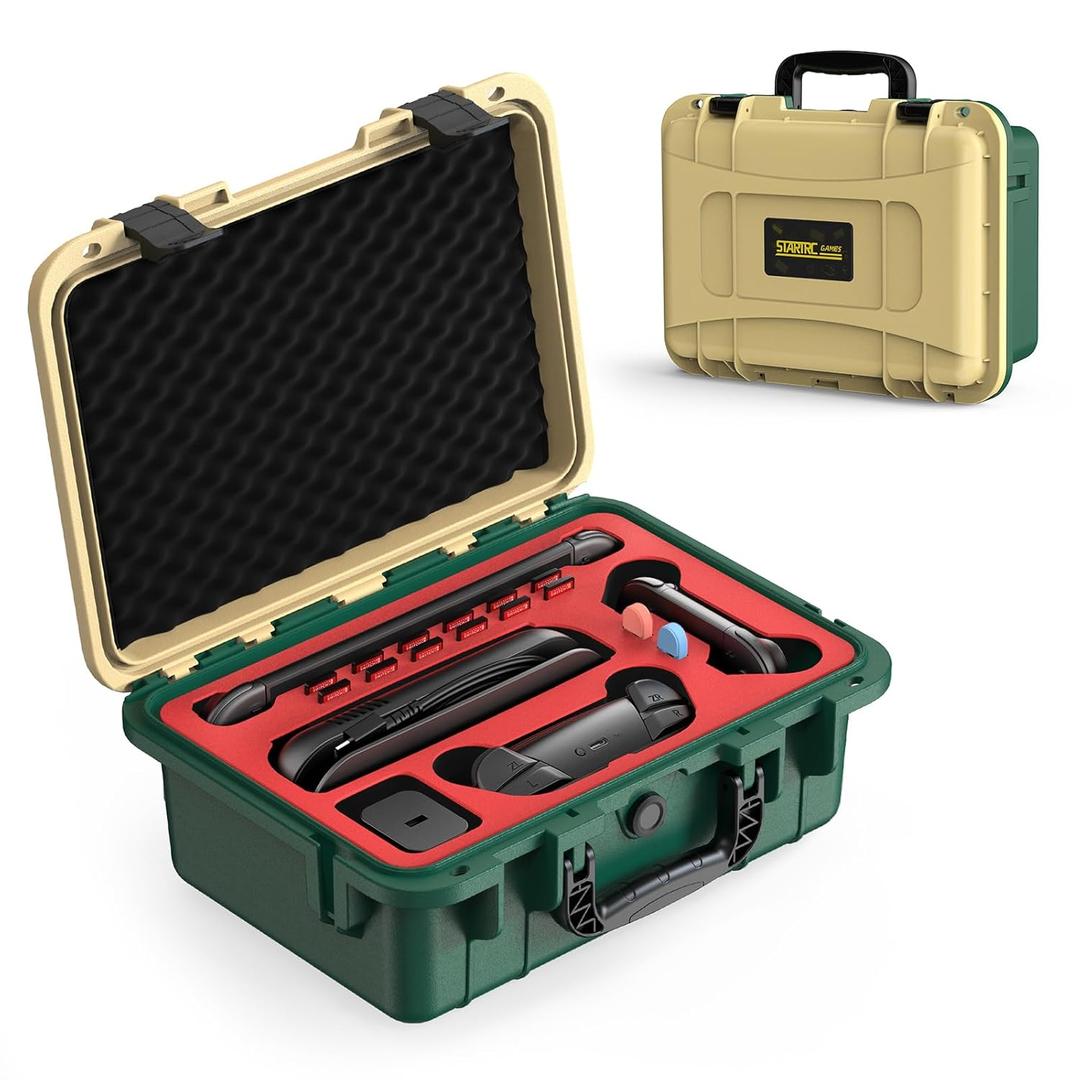 STARTRC GAMES Hard Carrying Case for Nintendo Switch 2, Professional Deluxe IP67 Waterproof, Soft Lining Hard Travel Case for Nintendo Switch 2 Console Pro Controller & Accessories (Yellow & Green)