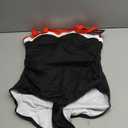 Women's Ribbed One Piece Swimsuits Color Block Tummy Control Bathing Suit Slimming 1 Piece Swimwear (Red-White-Black, Size L)