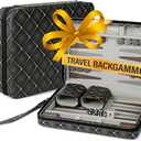 Magnetic Travel Backgammon Sets for Adults - Quality PU Leather Backgammon Board Game for Adults and Kids - 14" Gift for Man Backgammon Board with 32 Magnetic Pieces in PU Leather Case