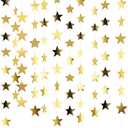 Patelai Glitter Star Garland Banner Decor, 130 Feet Bright Star Hanging Bunting Banner Backdrop for 2025 New Year Decor Graduation Wedding Birthday Christmas Party, (Gold)