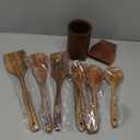 9 Piece Natural Teak Wooden Kitchen Utensil Set with Spoon Rest - Comfort Grip Cooking Spoons and Utensils Holder
