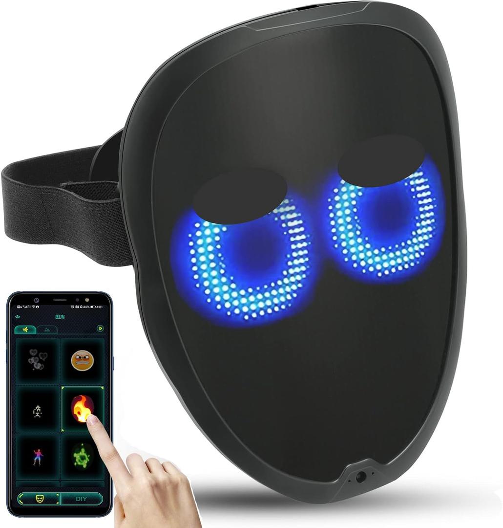 brookhaus Led Mask, Bluetooth App Controlled Halloween Masks, Luminous Mask for Adults, Light up Costumes Masks