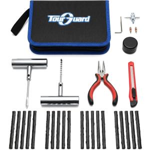Flat Tire Repair Kit with Plugs 31 Pcs for Car, Motorcycle, ATV, Jeep, Truck, Tractor Flat Tire Puncture Repair