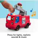 Fisher-Price Little People Toddler Toy Fire Truck Musical Push-Along Vehicle with 2 Figures for Pretend Play Ages 1+ Years