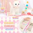 Tagitary Plush Toys Electronic Toy Cat That Walking and Meowing,Tail Wagging Interactive Toy Cat for Kids with Leash,Easter Christmas Birthday Gift for Toddlers Kids